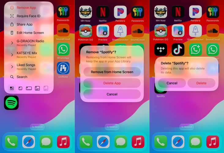 delete spotify on iphone