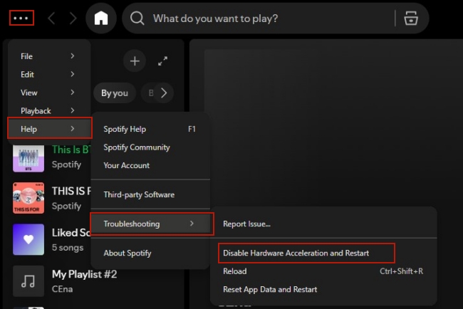 disable hardware acceleration spotify