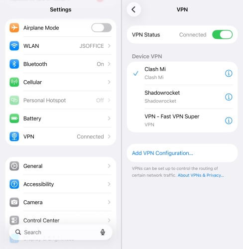 disable vpn on iphone