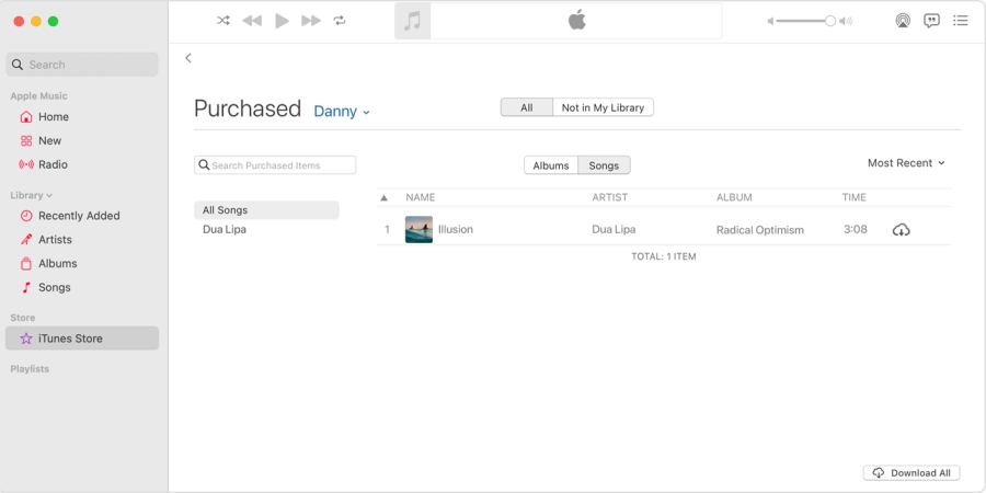 download purchased songs in itunes