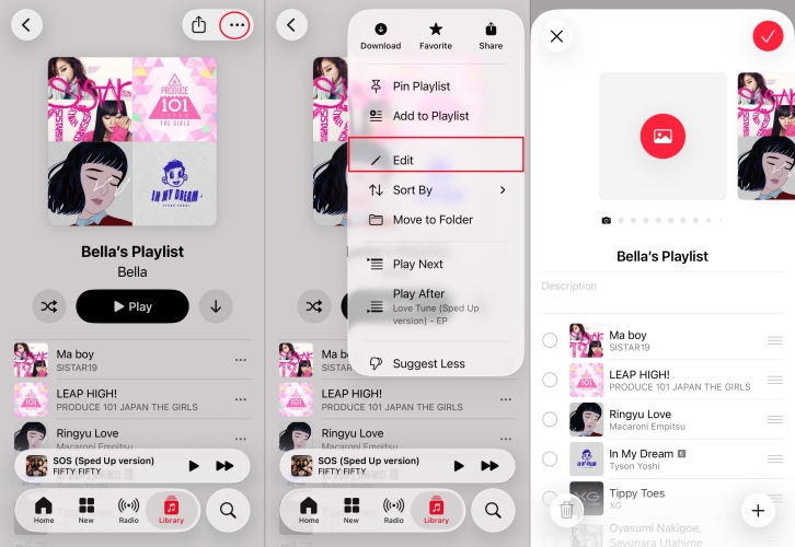 edit apple music playlist on iphone