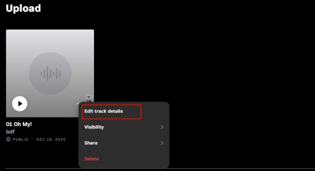 edit details on tidal upload music