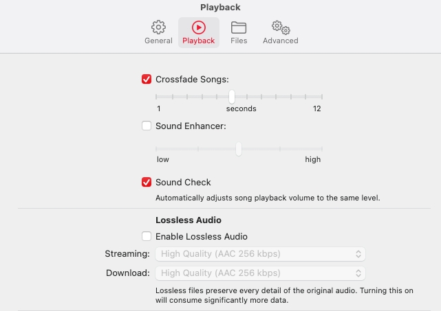 set apple music crossfade on mac