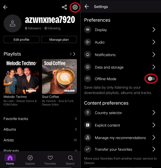enable deezer offline
