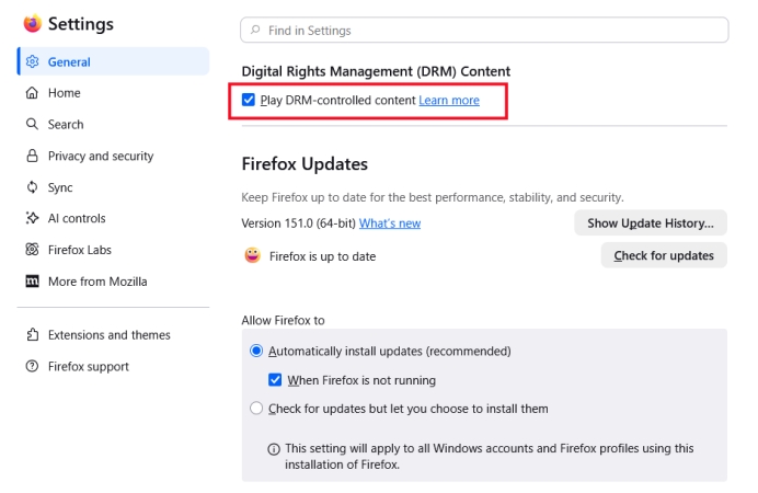 enable drm on firefox