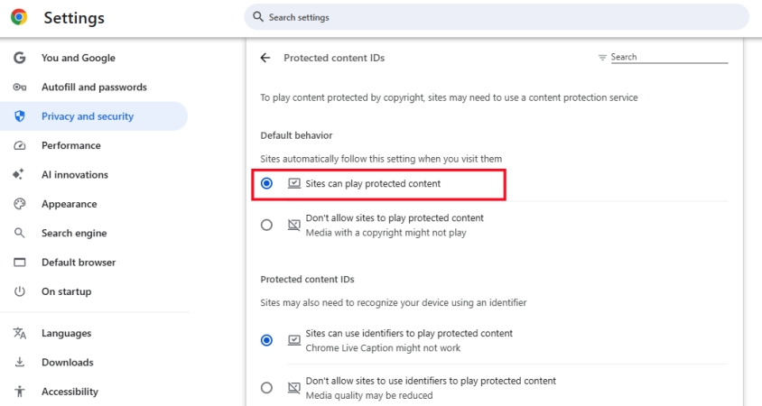 enable drm on google chrome