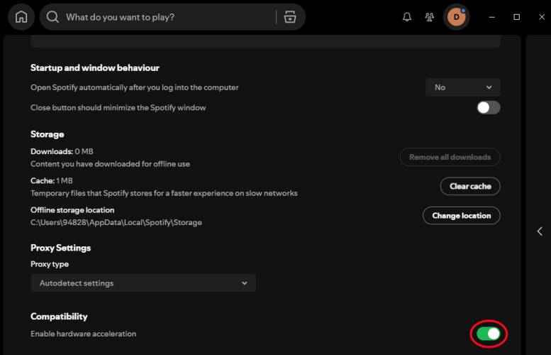 enable hardware acceleration in spotify