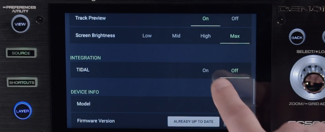 enable tidal on denon dj