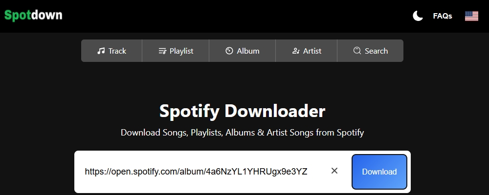 enter url in spotdown