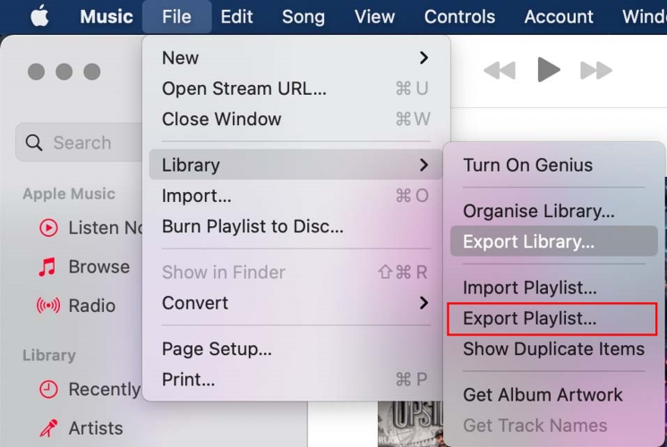 export playlist in apple music on mac