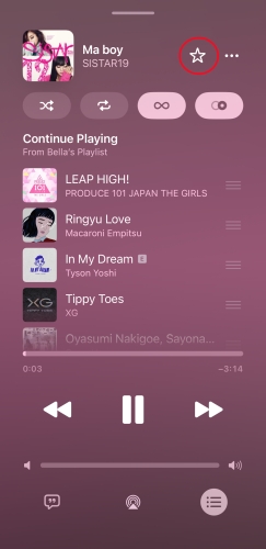 favorite apple music on iphone