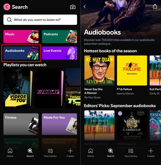 find audiobooks on spotify