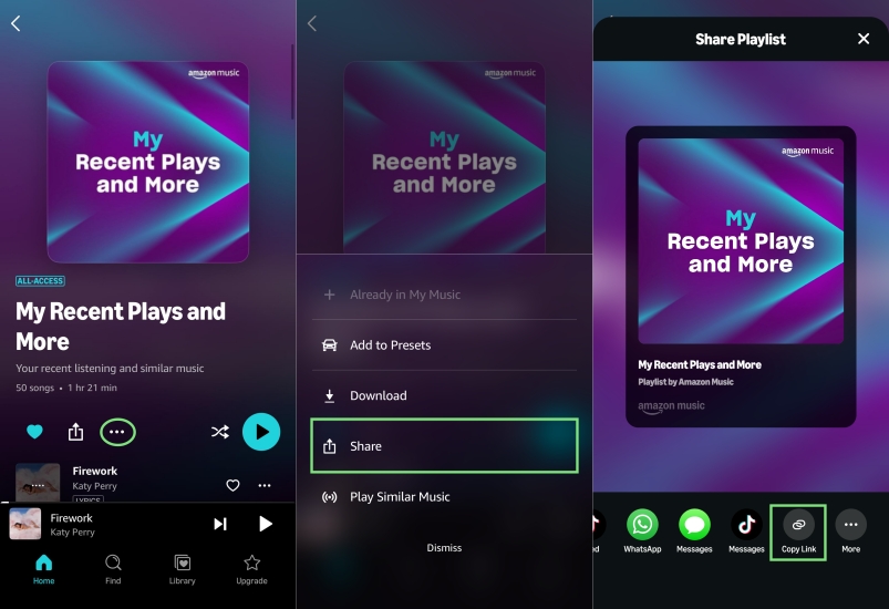 get amazon music link on phone