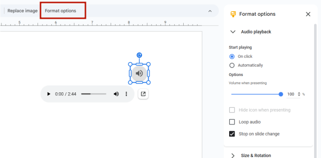 google drive audio format options