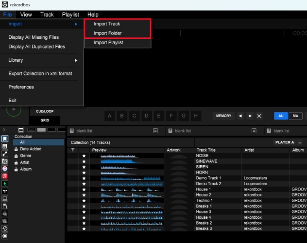 import local files to rekordbox on computer