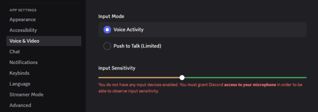 discord input mode