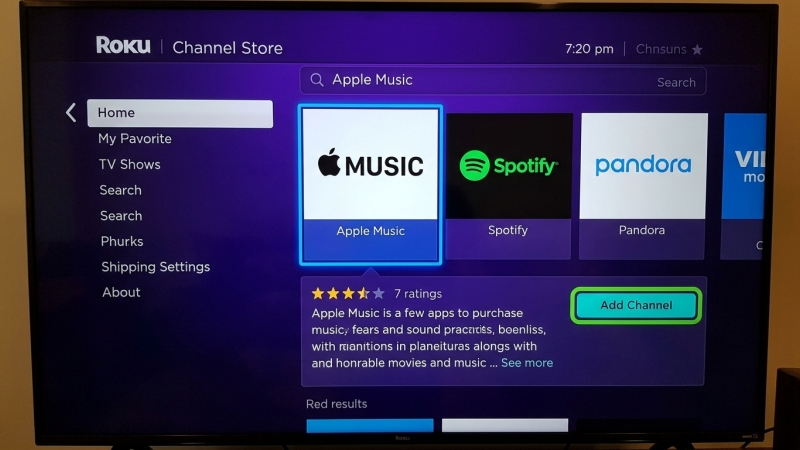 install apple music on roku