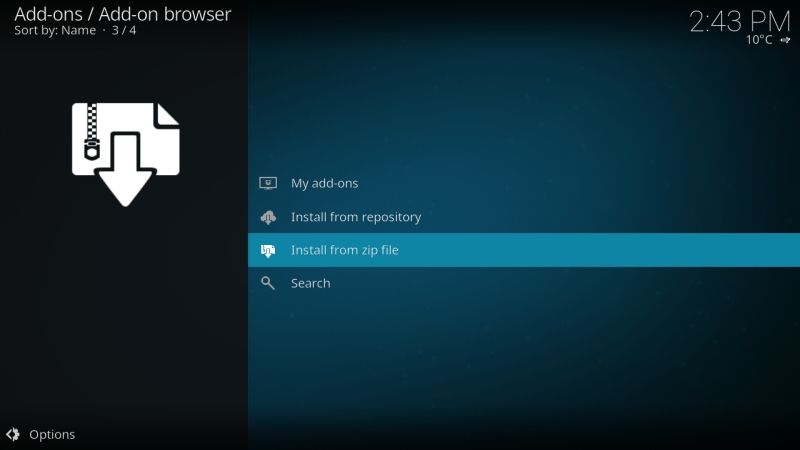 install from zip file in kodi