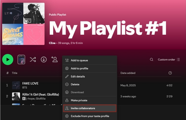 invite collaborators on spotify desktop