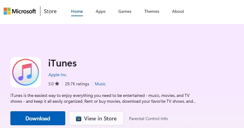 get itunes on microsoft store