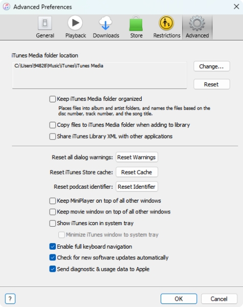 itunes media folder location on windows