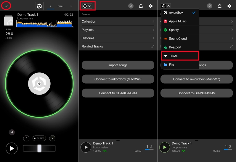 link tidal to rekordbox on mobile phone