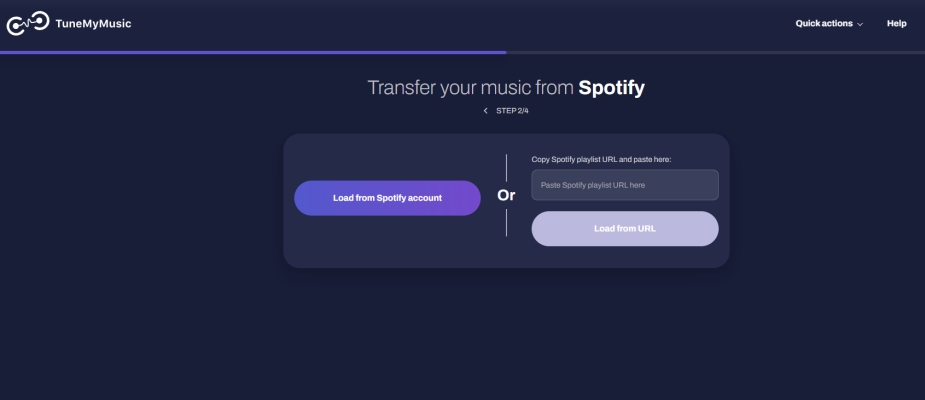 load from spotify account in tunemymusic