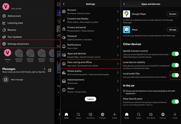 show local files on spotify for mobile