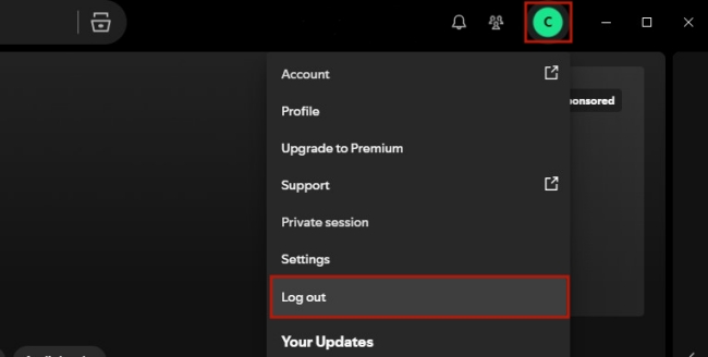 log out of spotify on desktop