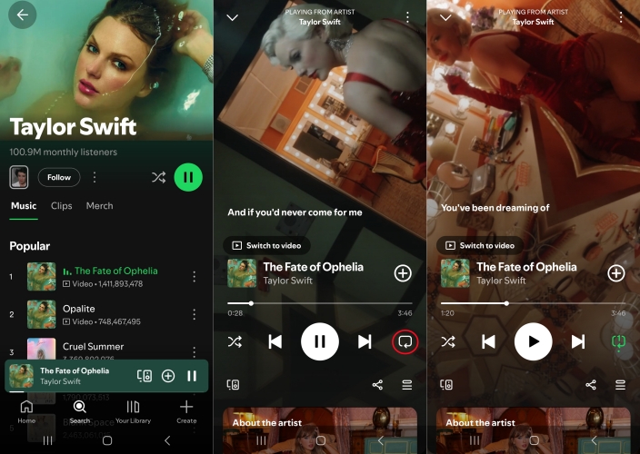 loop spotify on mobile