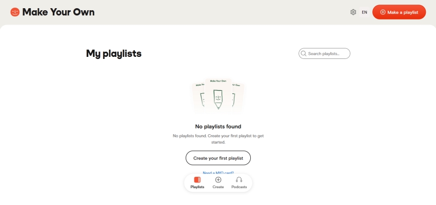 make a playlist in yoto in browser