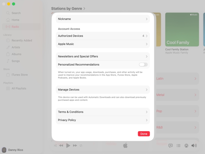 manage devices in apple music on mac