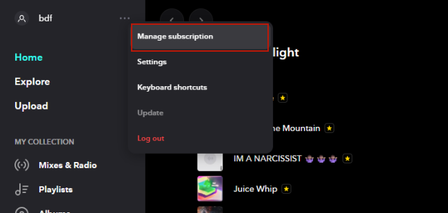 manage tidal subscription