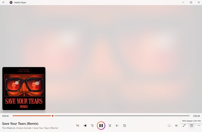 media player with mini player on pc