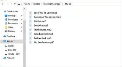 music folder on kindle