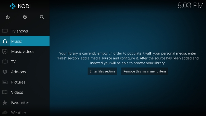 music in kodi
