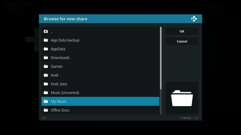 my music in kodi