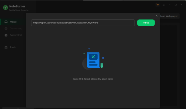 noteburner spotify music failure
