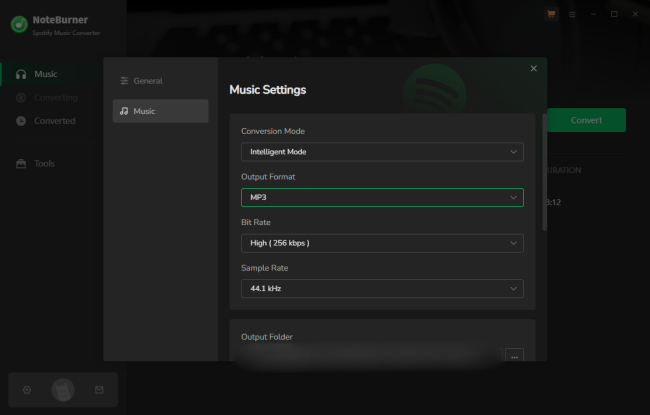 noteburner spotify music converter settings