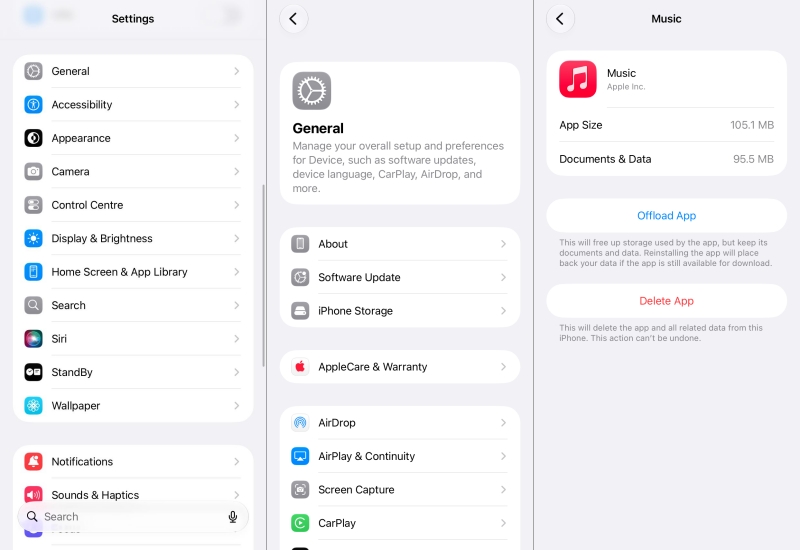offload apple music on iphone