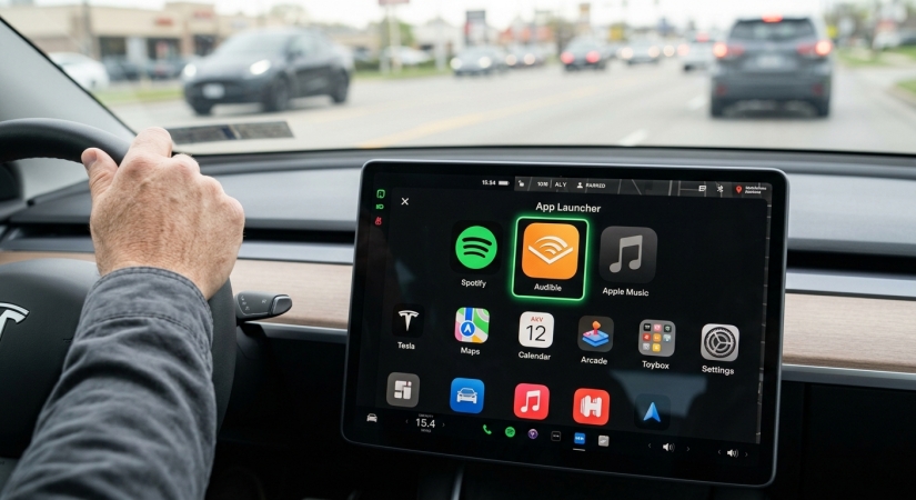 open audible on tesla