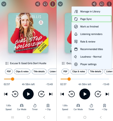 page sync in audible