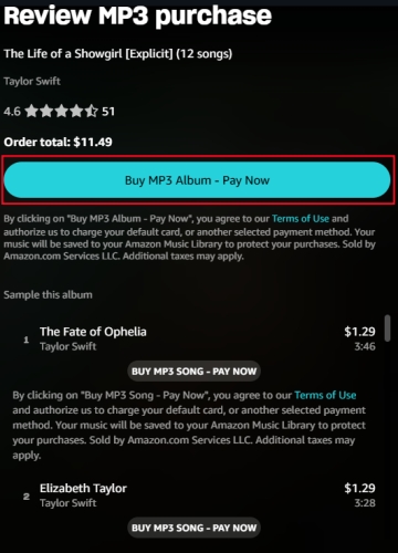 pay now in amazon music