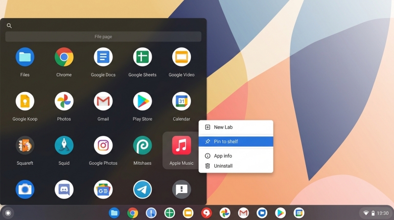 pin apple music on chromebook