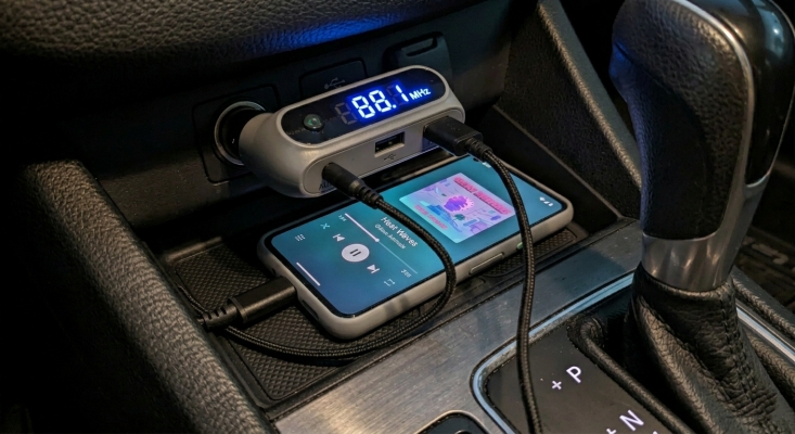 play spotify in car via fm transmitter