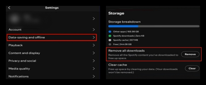 remove all spotify downloads on mobile