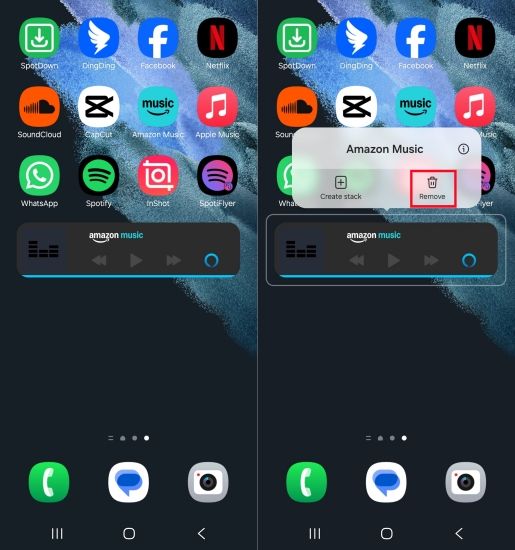 remove amazon music widget on android
