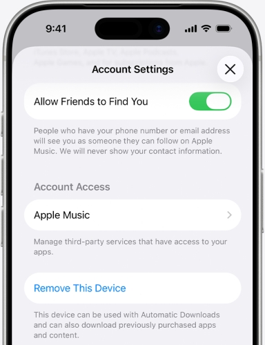 remove this device in settings on iphone
