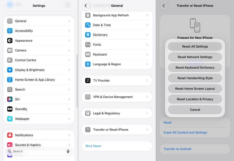 reset network settings