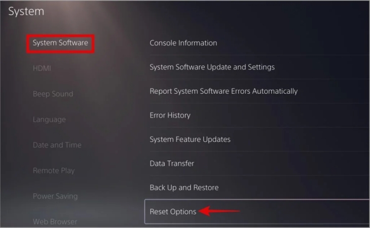 reset ps5